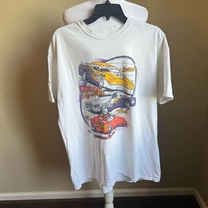VINTAGE wall racing cars commerce city Colorado white t shirt | large
